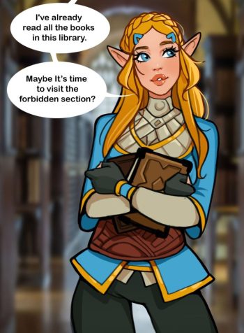 Zelda in a library