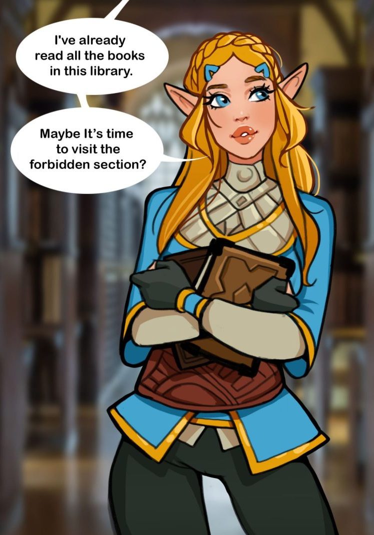 Zelda in a library